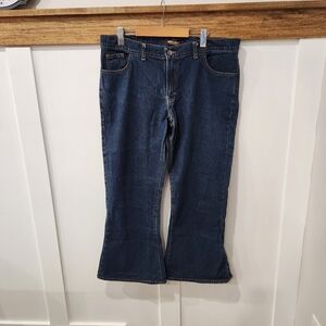 Run & Fly Jeans Woman's 38S W38 L27 Dark Blue Bell Bottom Super Flare Ma…